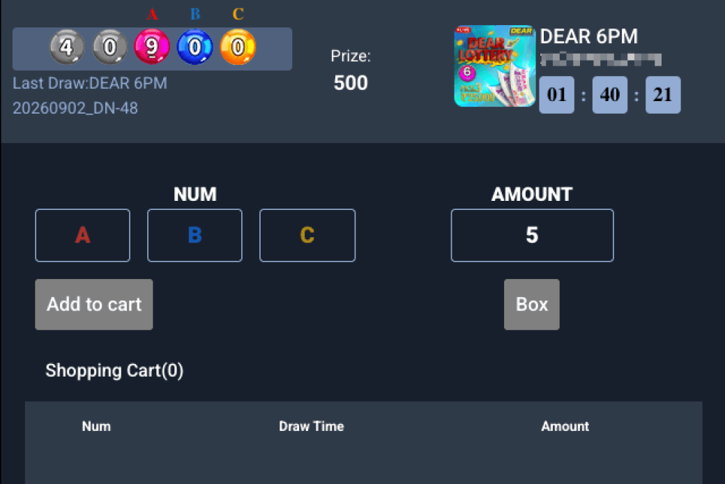 Dear Lottery Online Only 6PM